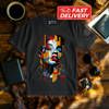 Colorful Abstract Woman Portrait T-Shirt: Geometric Modern Art Graphic Tee