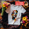 Colorful Abstract Woman Portrait T-Shirt: Geometric Modern Art Graphic Tee